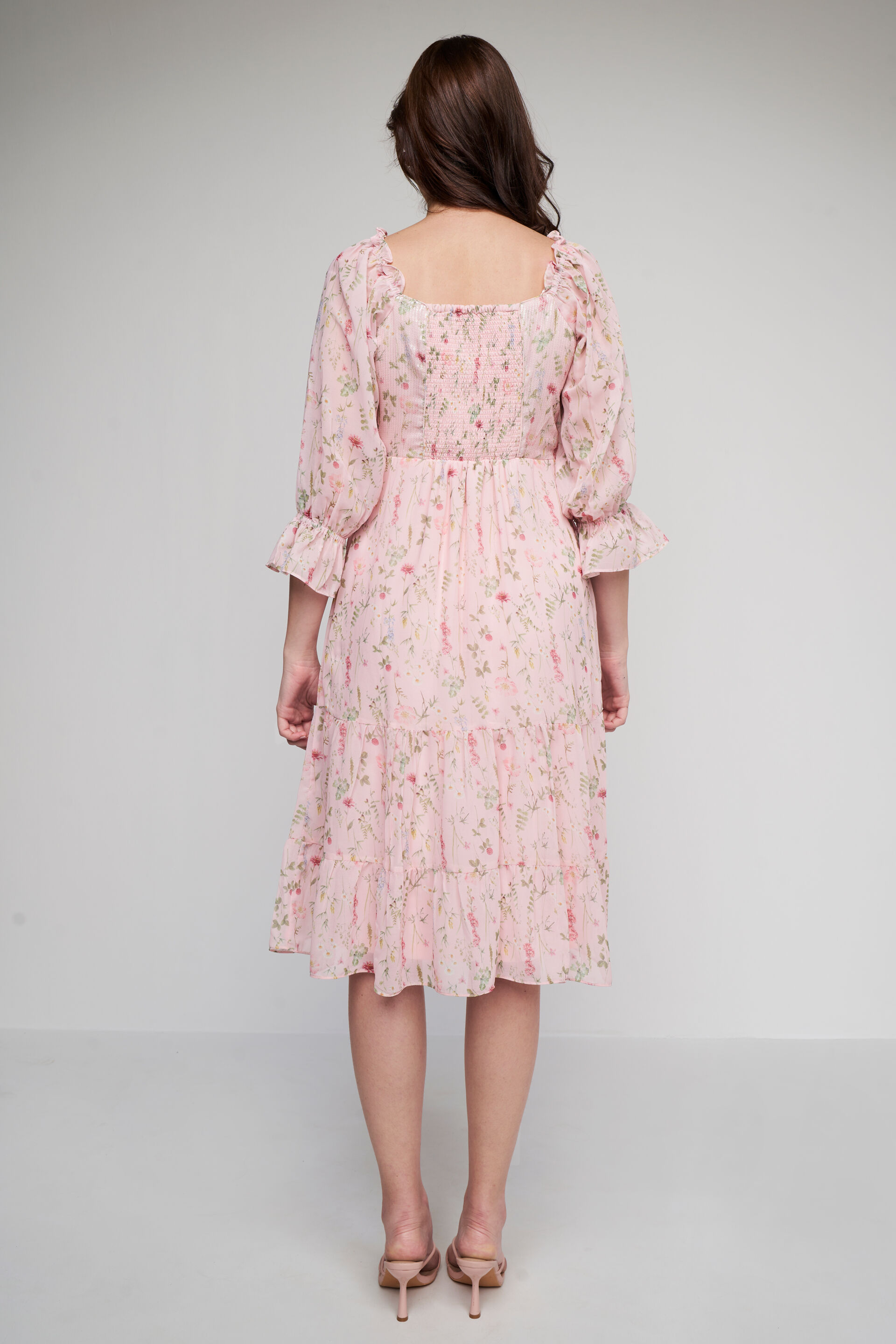 Buy Peach Floral Flared Dress Online at Best Price at ANDIndia