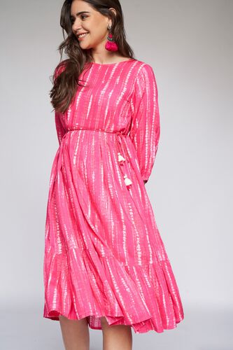2 - Pink Tie & Dye Fit & Flare Dress, image 2