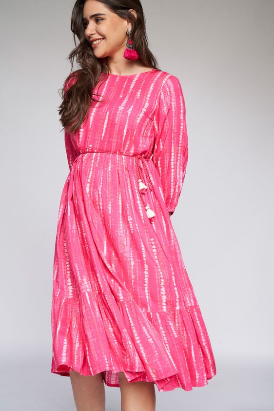 2 - Pink Tie & Dye Fit & Flare Dress, image 2