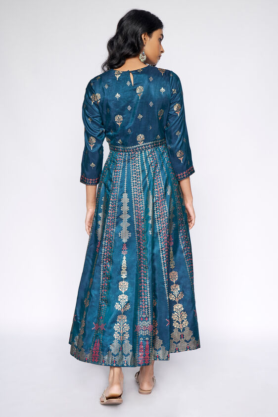 7 - Dark Green Ethnic Motifs Fit and Flare Gown, image 7