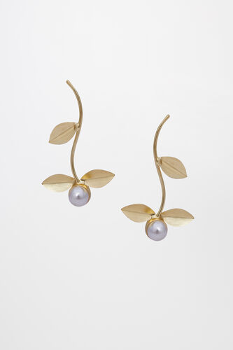 Leafy Pearl Danglers, , image 1