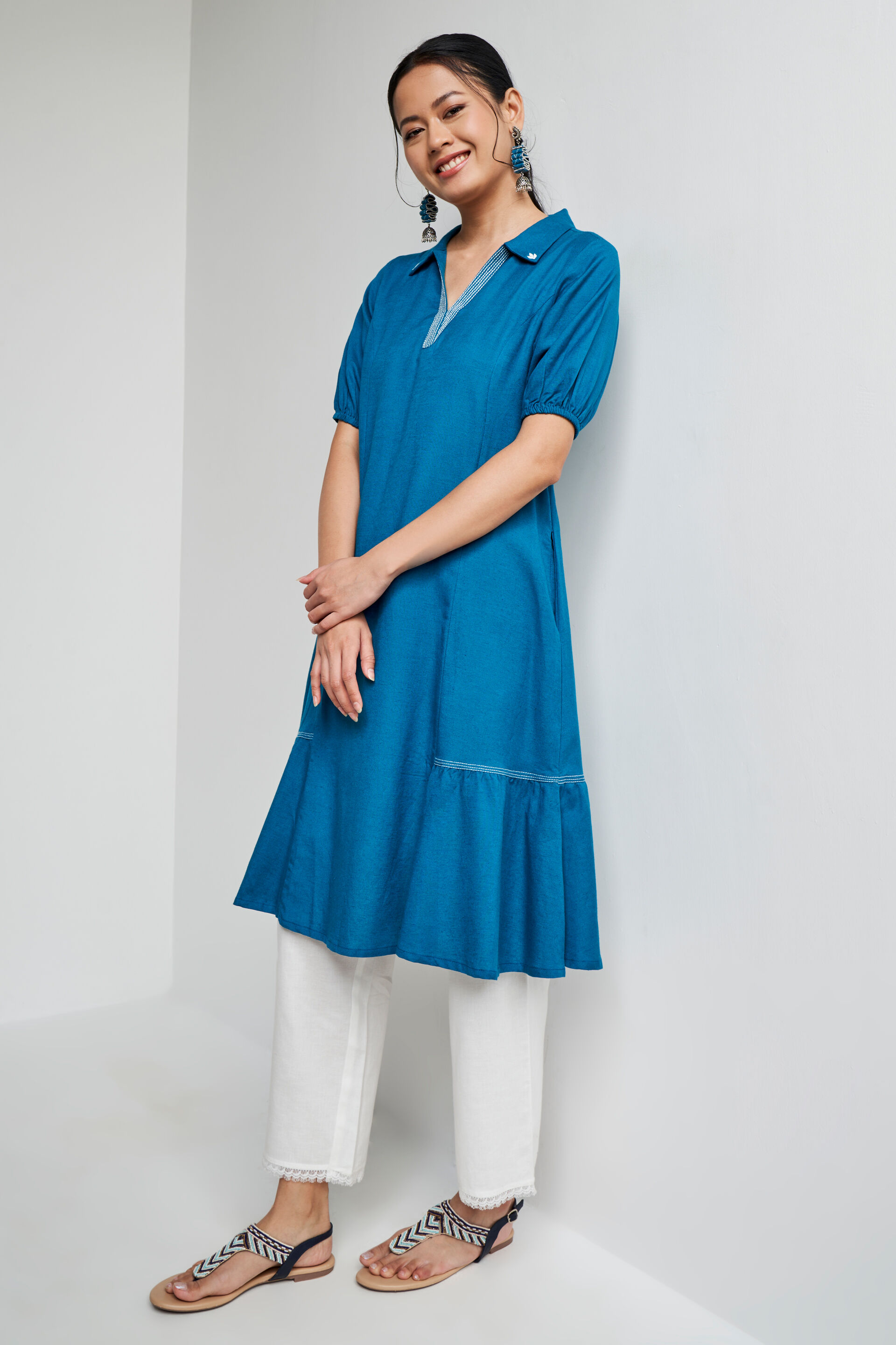 Solid flared kurta on sale