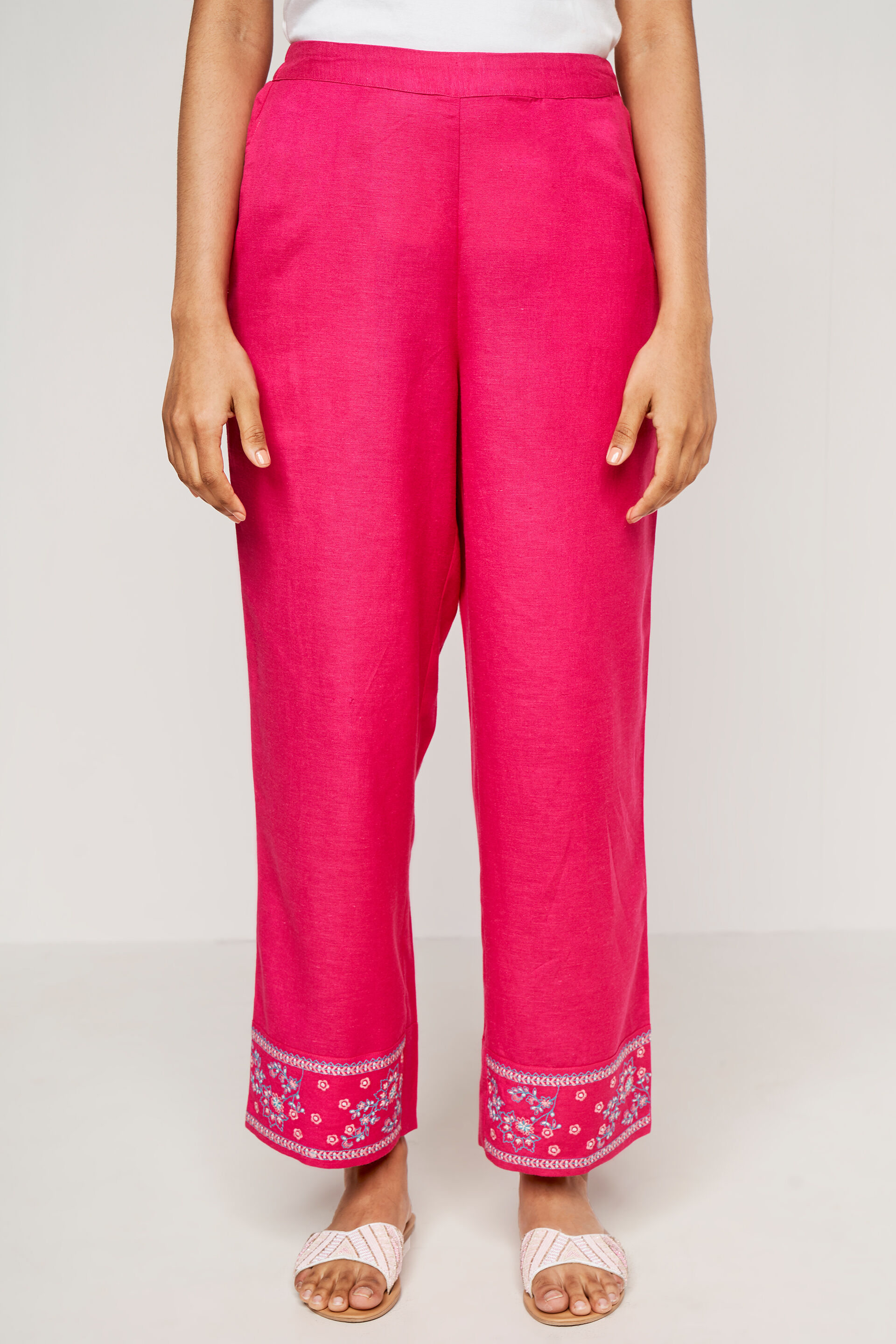 Plus Size Plus Size Bright Pink Pants Online in India | Amydus