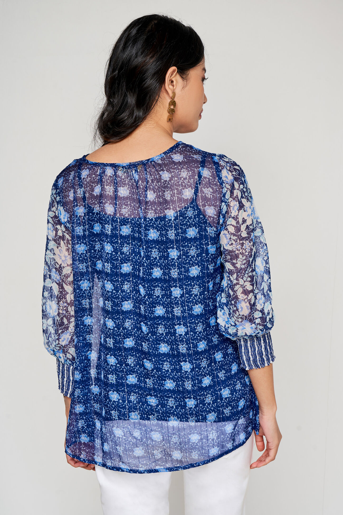 Indigo Ethnic Motifs Flared Top, Indigo, image 8