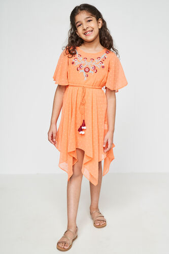 Coral Solid High-Low Dress, Coral, image 2