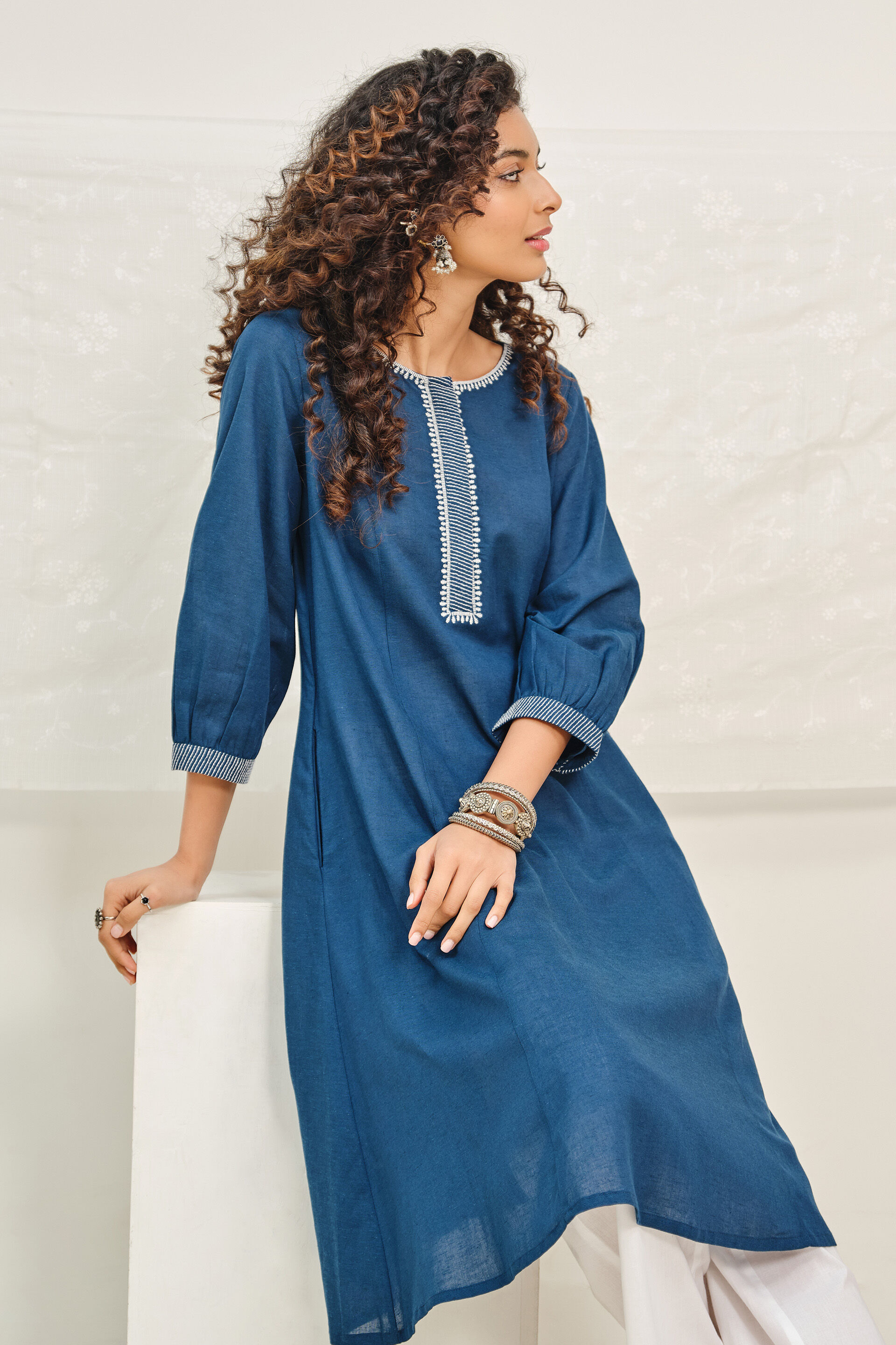 Indigo Tarang Kurta, Indigo, image 4
