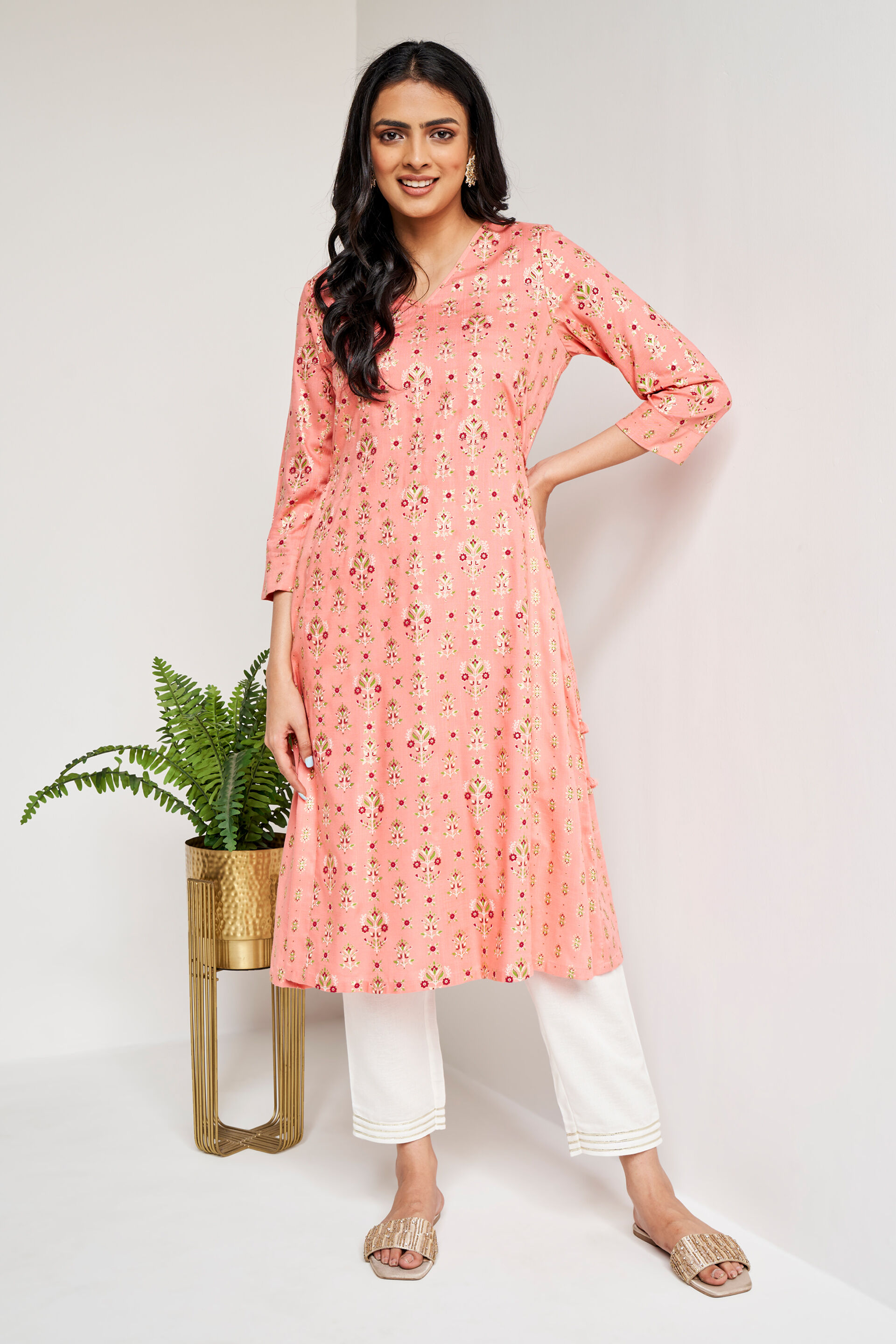 Off White Solid Straight Bottom, Off White, image 4