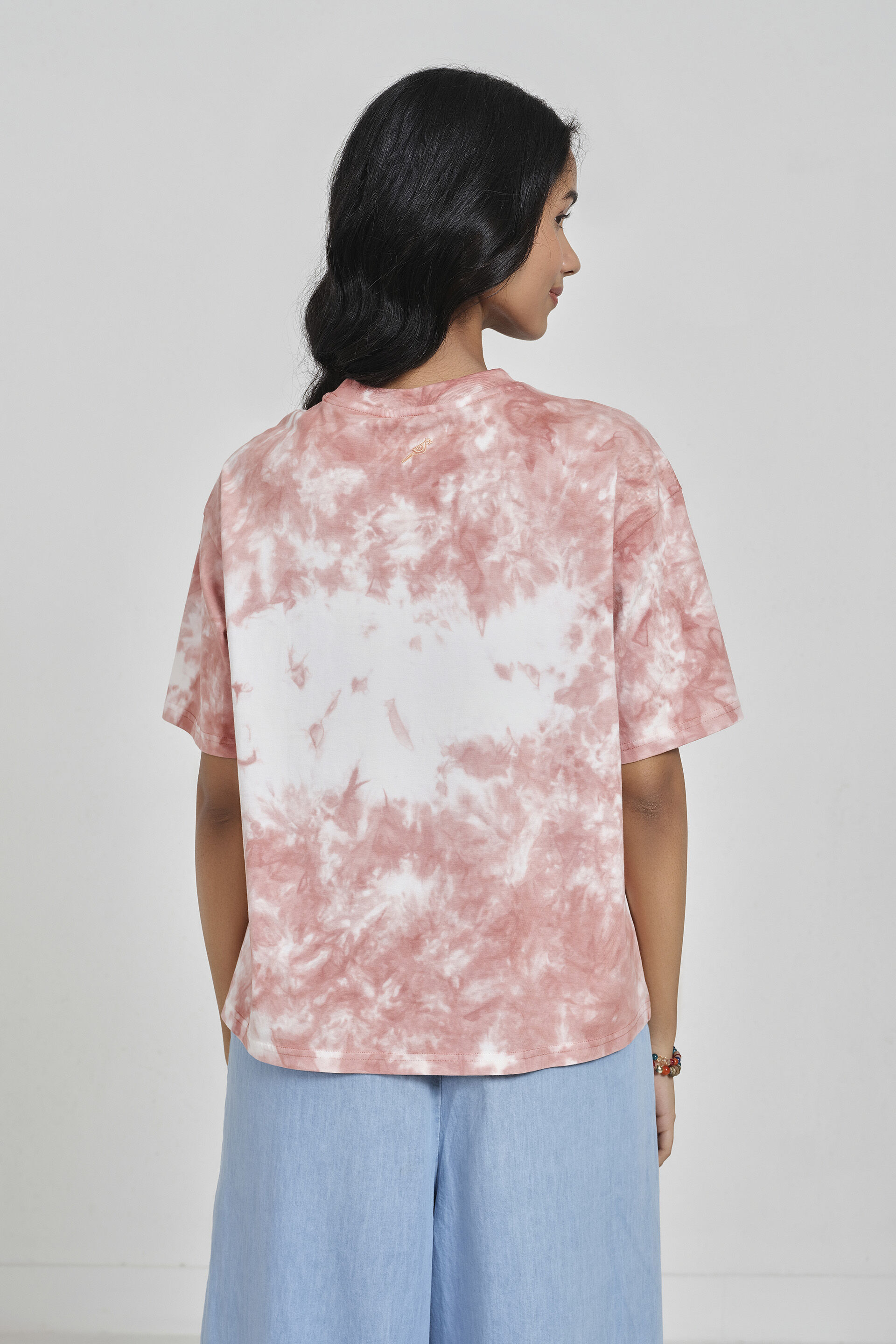 Coral Fade Cotton T-Shirt, Pink, image 5