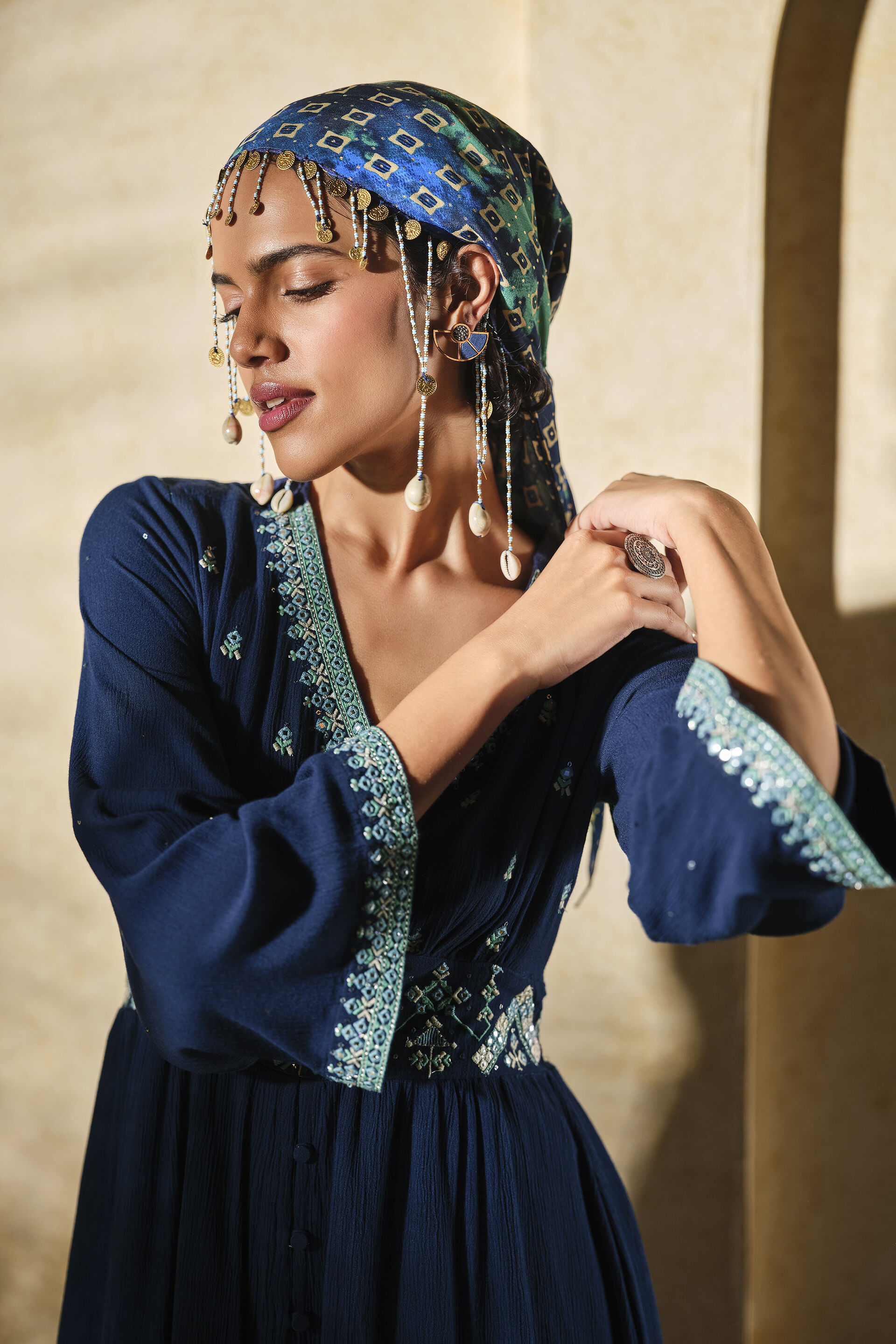 Buy Indigo Blue Maxi Online In India at Global Desi F24H63MX_BLUE