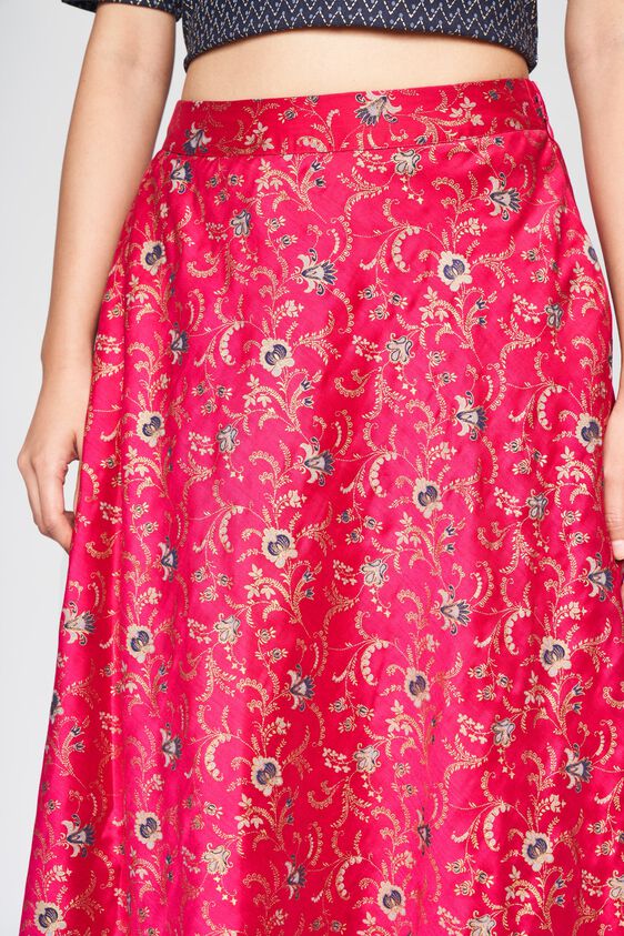 6 - Hot Pink Ethnic Motifs Flared Skirt, image 4