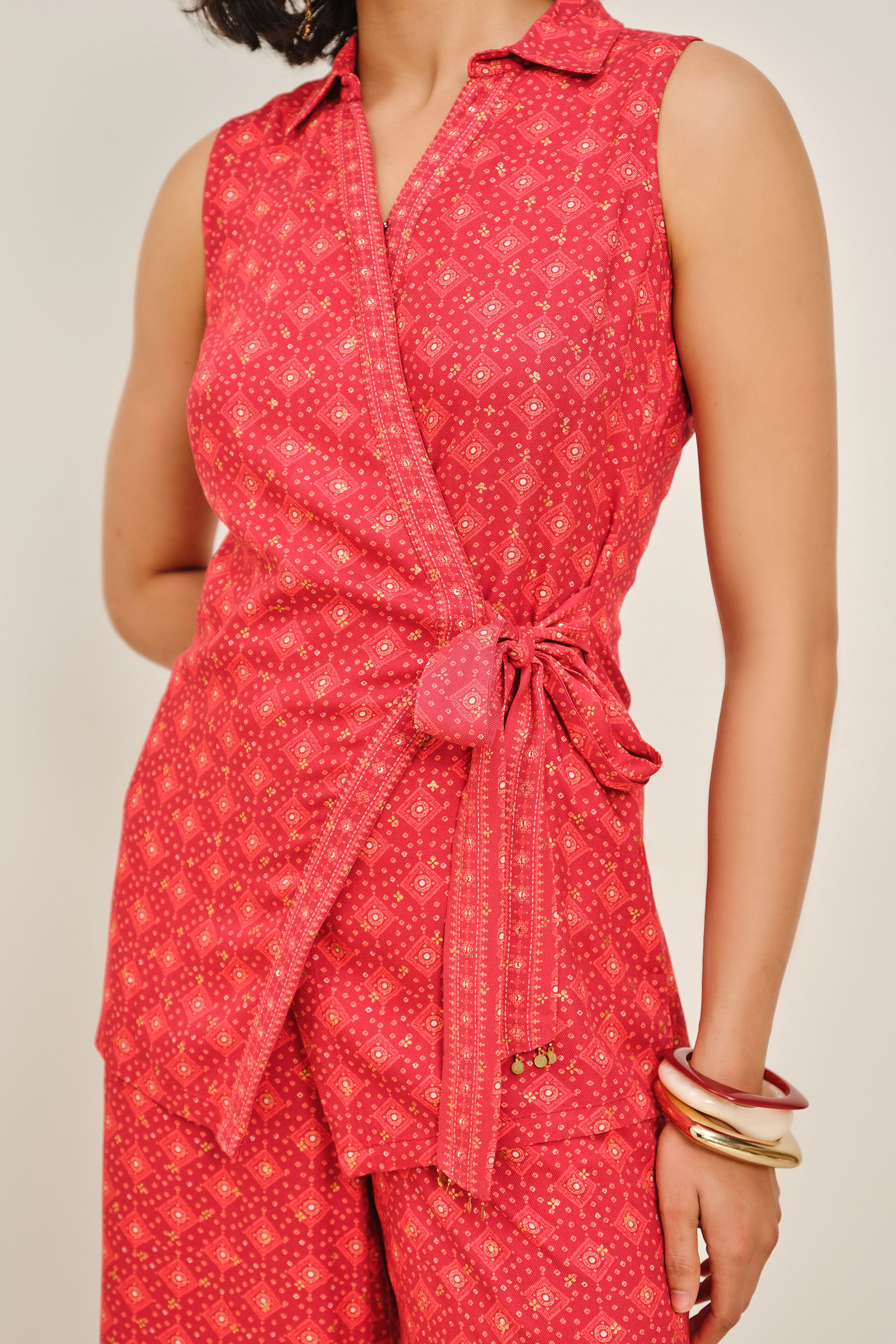 Raahi Red Printed Set, Red, image 4