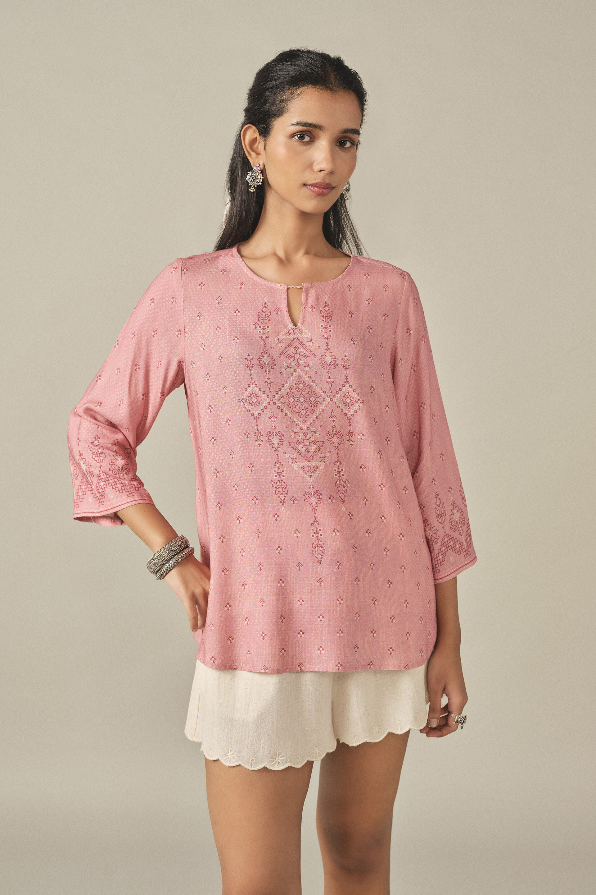 Pink Printed Short Top