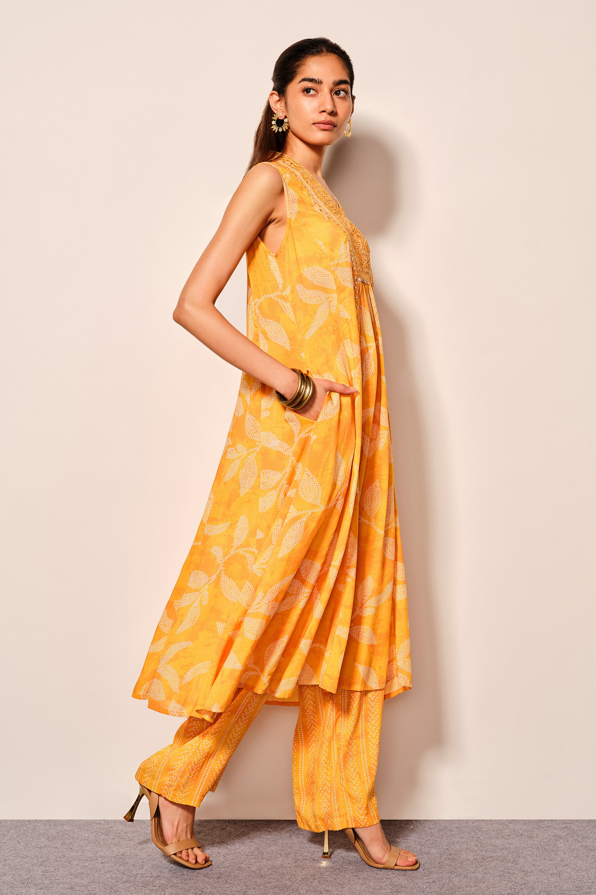 Mustard Viscose Kurta Set, Mustard, image 2