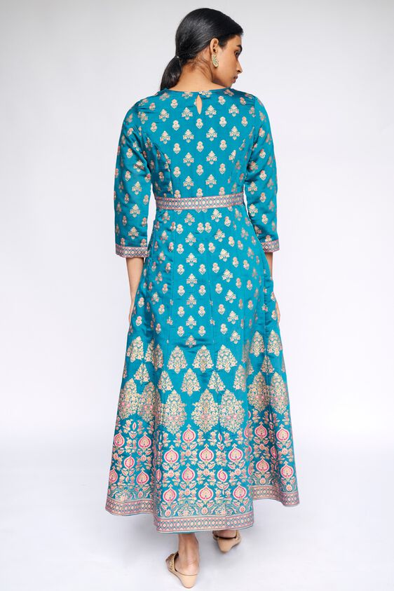 5 - Aqua Embroidered Fit and Flare Gown, image 5