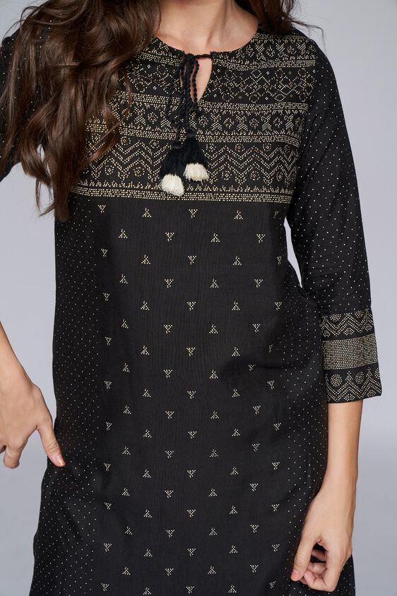 6 - Black Geometric Straight Kurta, image 6