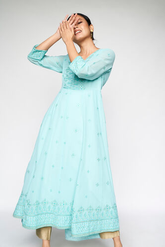 4 - Powder Blue Embroidered Fit and Flare Gown, image 4