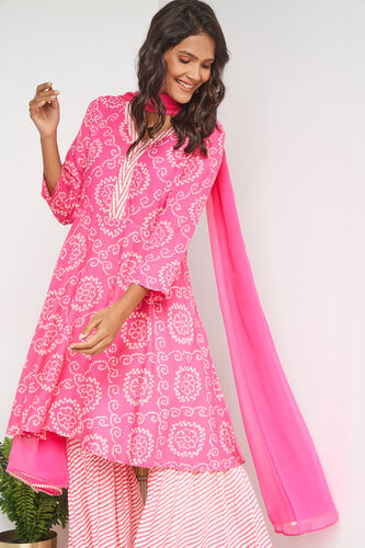 Coral Ethnic Motifs Fit & Flare Suit Set, Coral, image 5