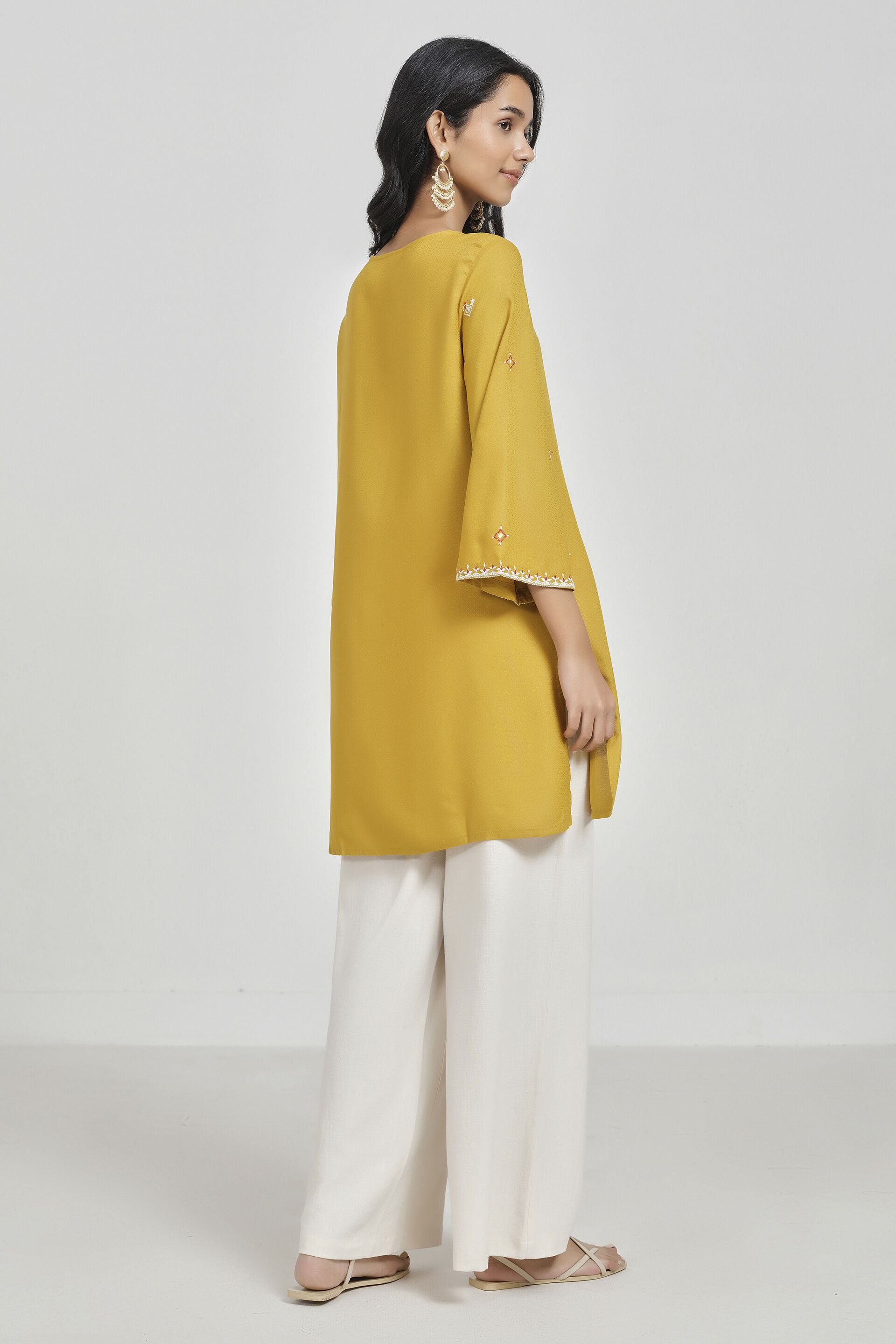 Mustard Embroidered Tunic, Mustard, image 3