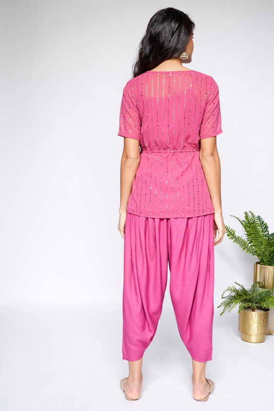 3 - Rose Pink Regular A-Line Dhoti Set, image 3