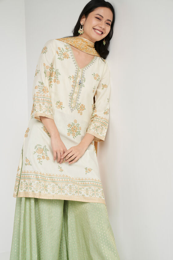 Off White Ethnic Motifs Straight Suit, Off White, image 4