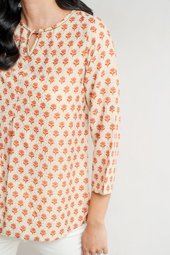 Coral Three-Quarter Sleeves Top, Coral, image 4