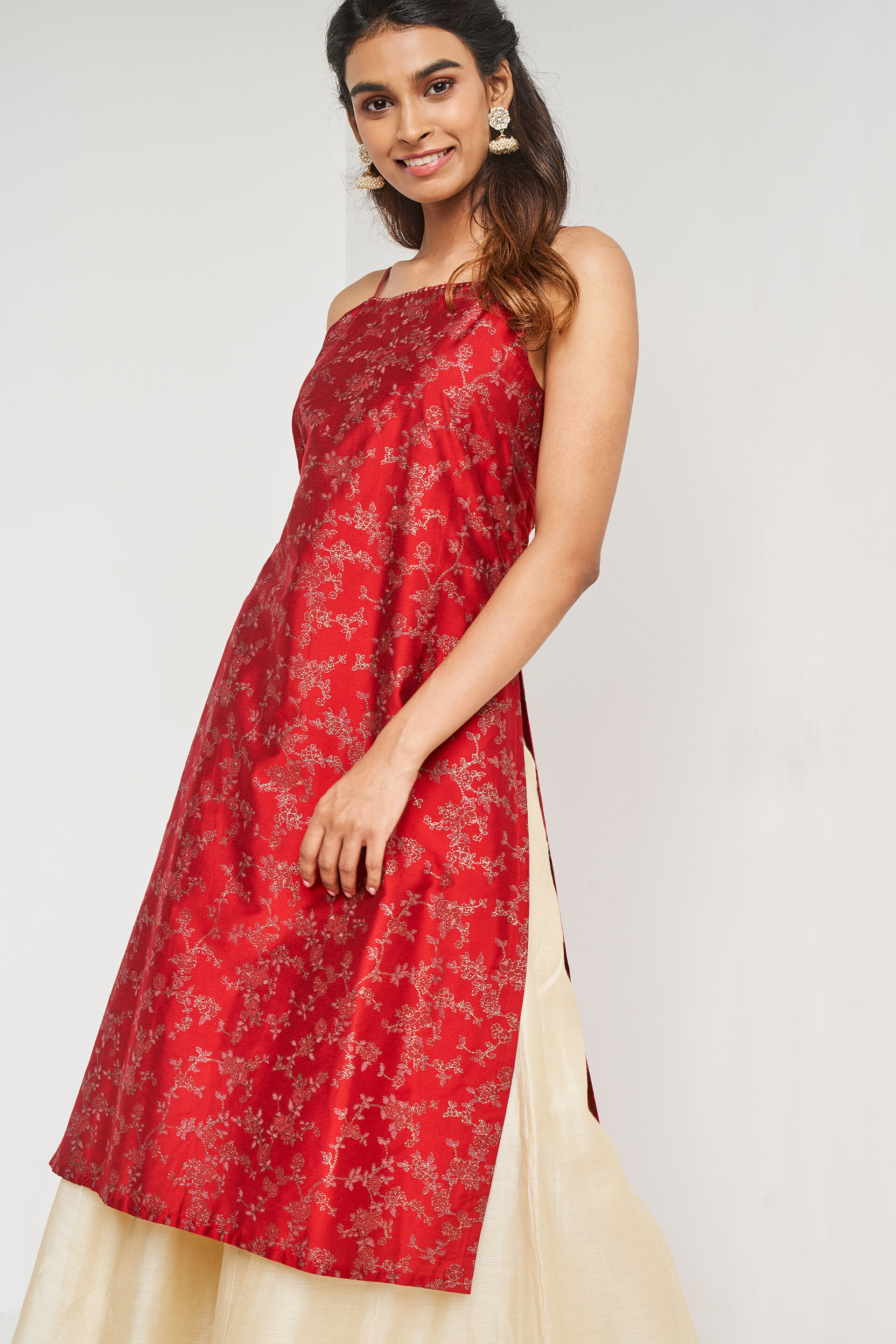 Buy Red Ethnic Motifs Straight Kurta Online at Best Price at