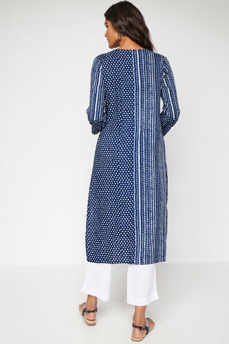 Indigo Ethnic Motifs Straight Slip-On Kurta, Indigo, image 5