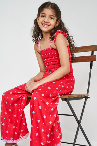 Red Geometric Straight Jumpsuit, Red, image 1