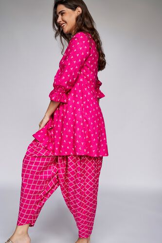 4 - Dark Pink Ethnic Motifs Peplum Suit Set, image 4