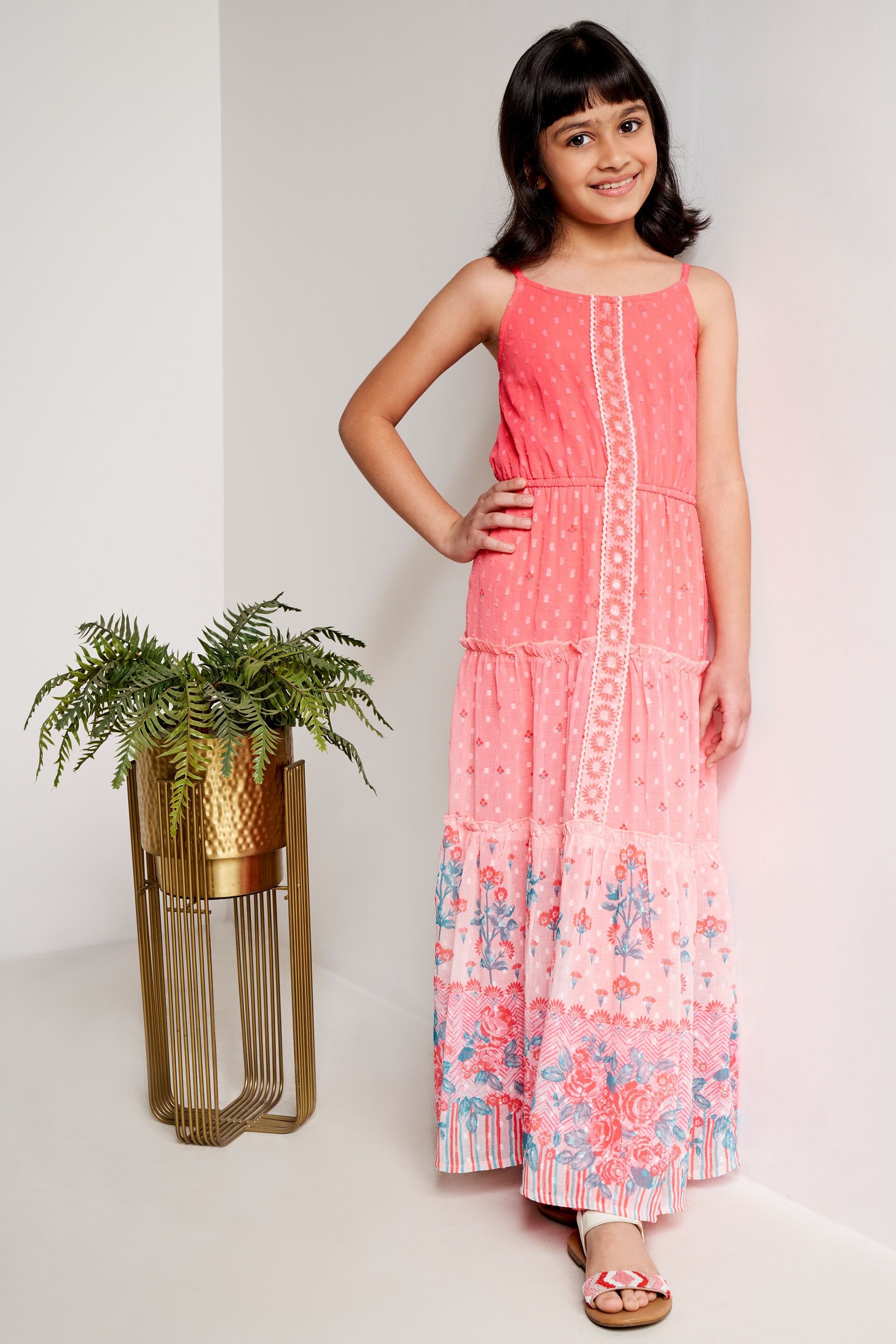 Buy Coral Floral Lace Fit And Flare Gown Online at Best Price at Global Desi SS23GKR024MXMD