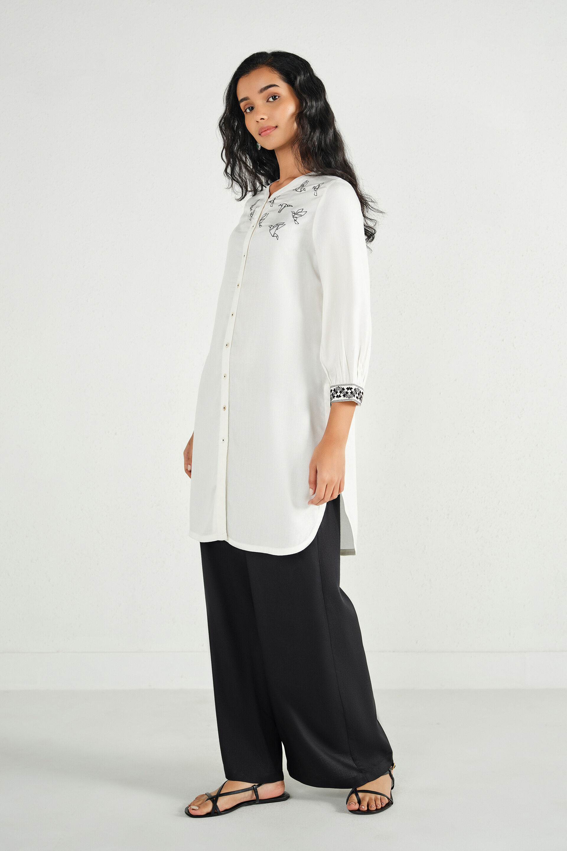 Sanchi White Embroidered Tunic, White, image 2