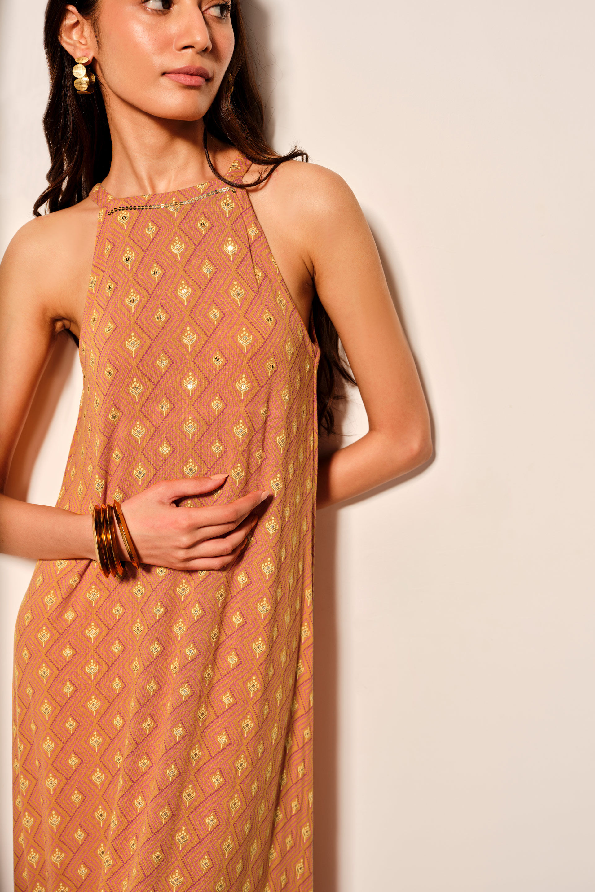 Mustard Flowy Knit Maxi Dress, Mustard, image 7
