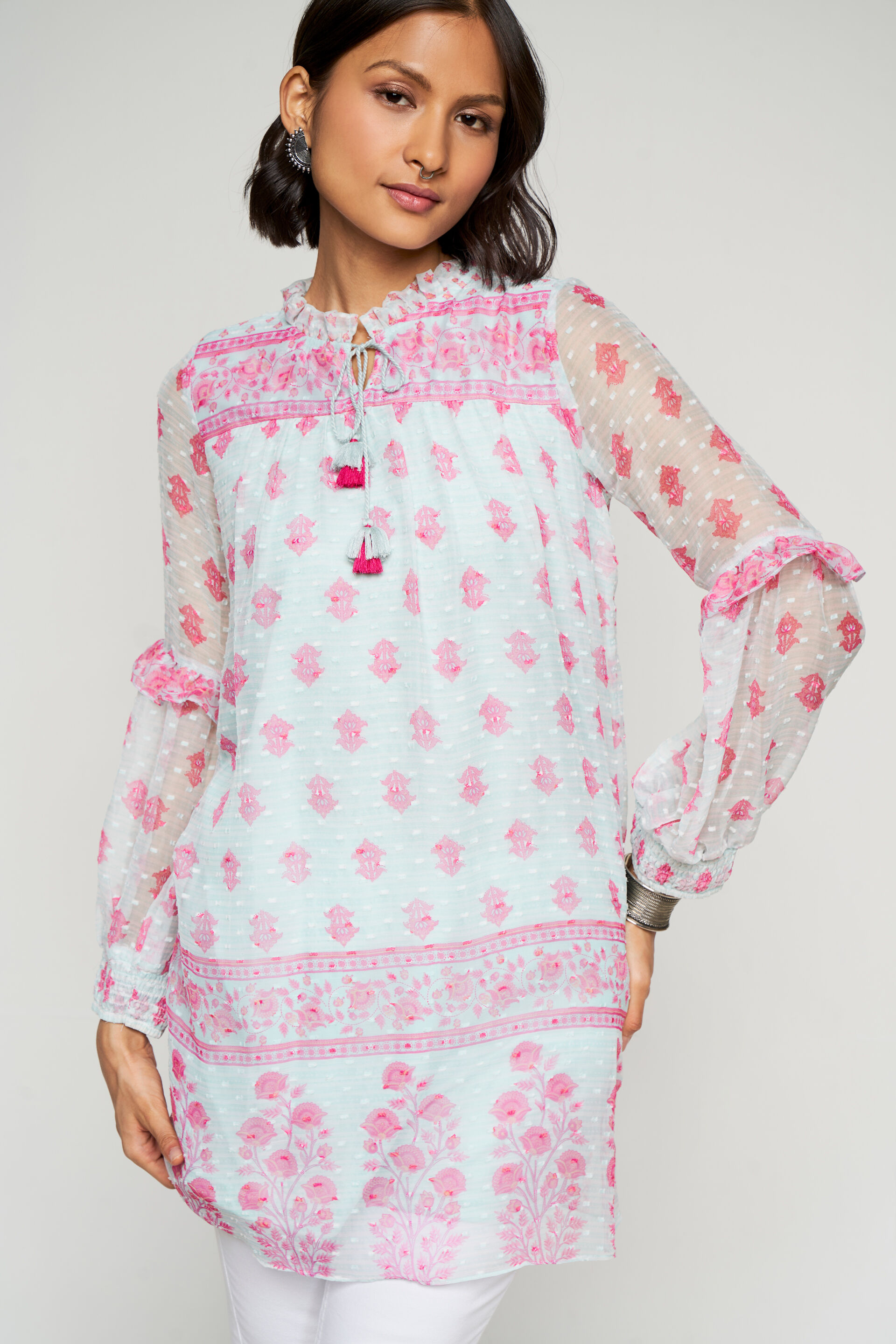 Mint Floral A-Line Tunic, Mint, image 5