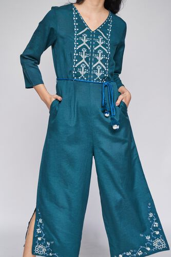 5 - Teal Solid Straight Jump Suit, image 5