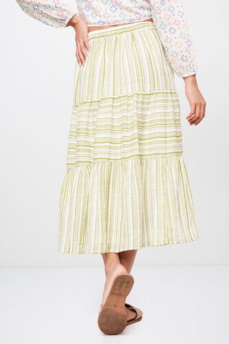 2 - Olive Stripes Calf length Skirt, image 2