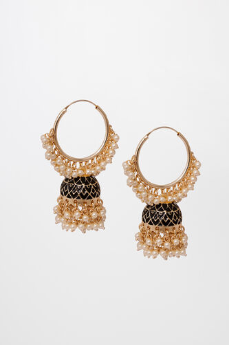 Black Gold Plated Metal Alloy Earring, , image 1