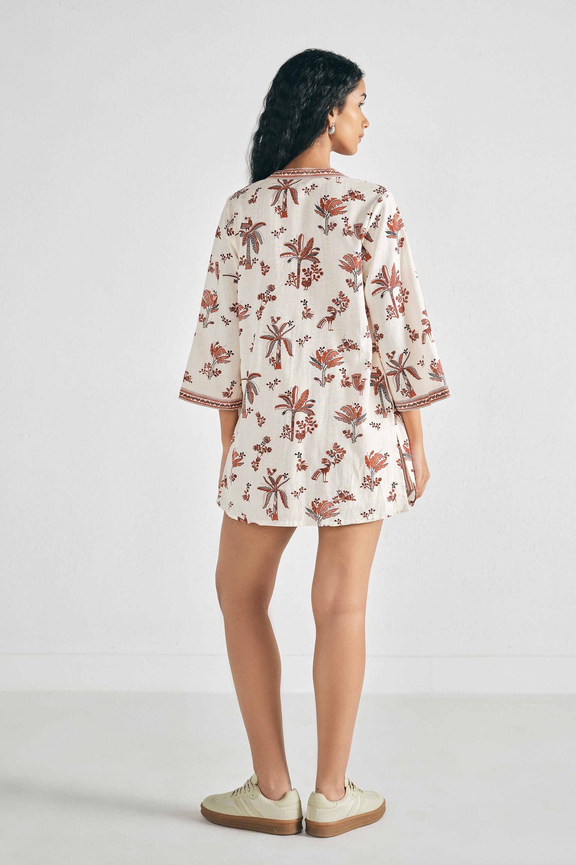 Flora Printed Playsuit, Natural, image 5