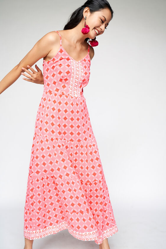 1 - Pink Long Length Fit & Flare Maxi, image 1