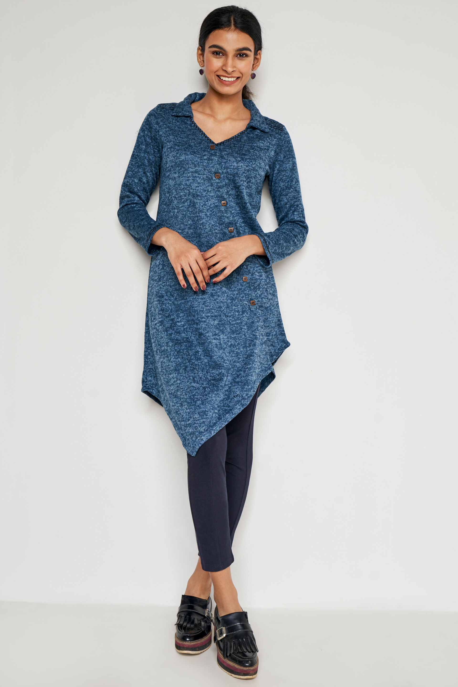 Buy Indigo Abstract Asymmetric Tunic Online at Best Price at