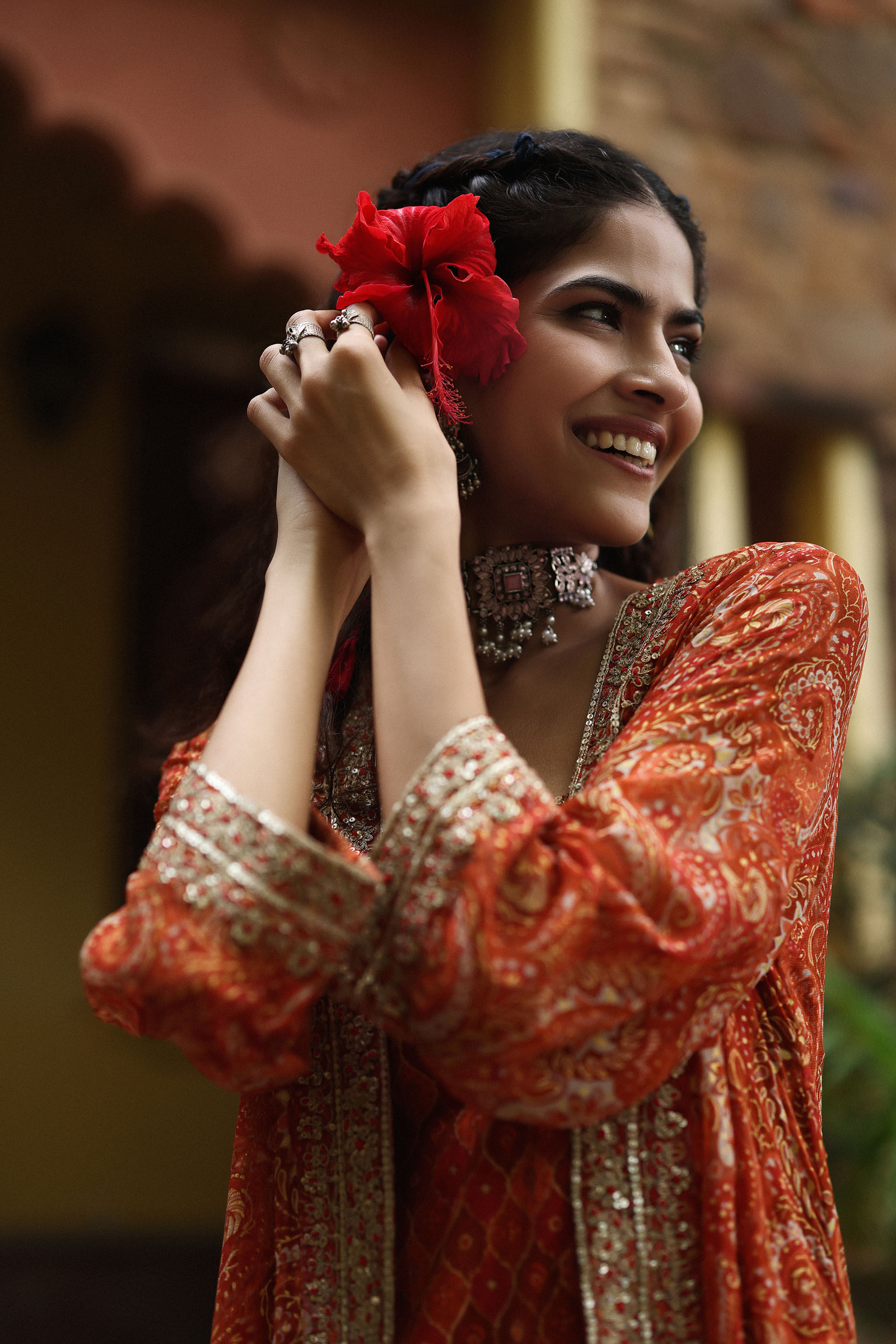 Guftagu Maxi Dress with Shrug, Rust, image 4