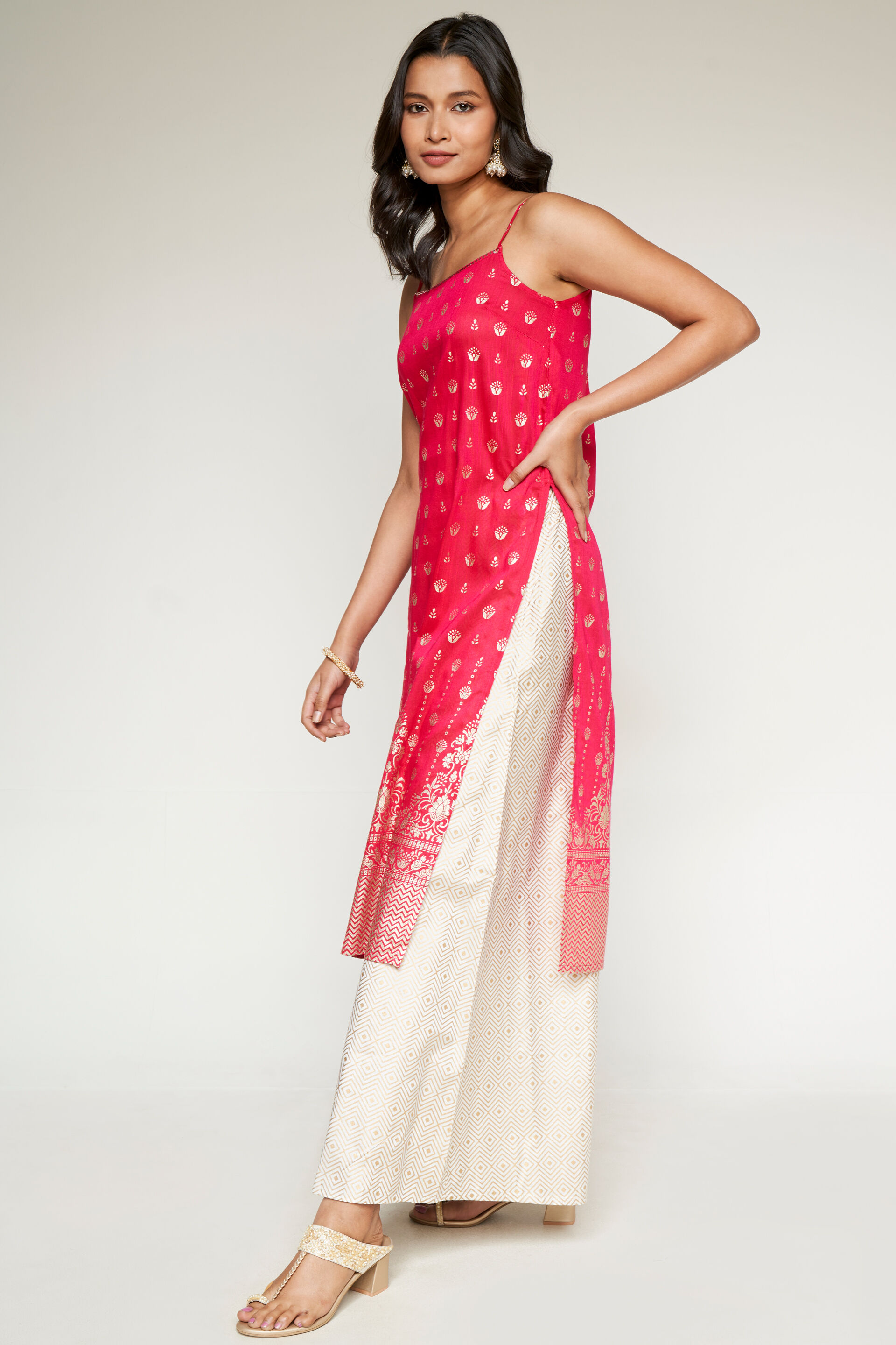 Pink Floral Embellished Straight Set, Pink, image 4