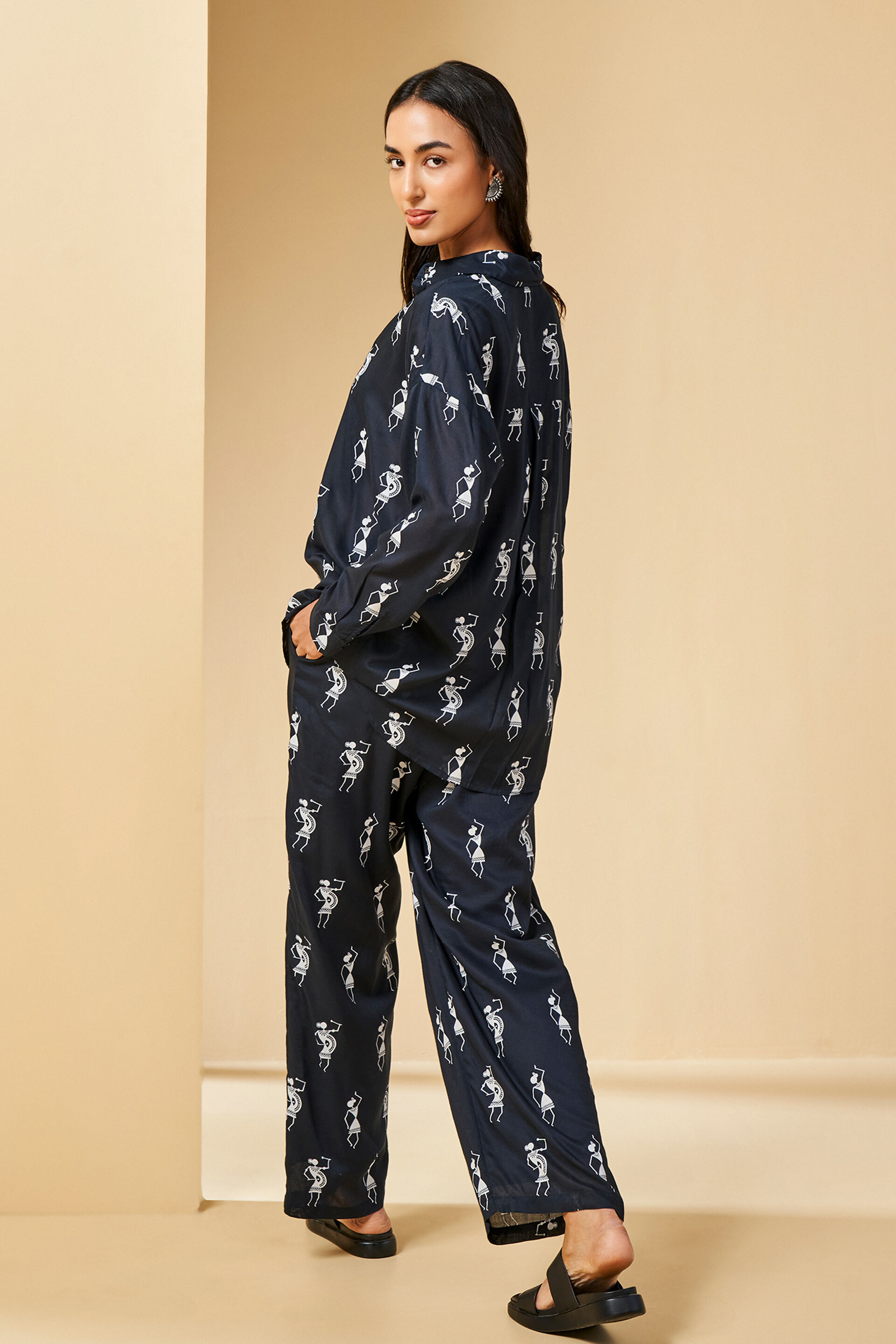 Warli Inspired Shirt, Black, image 6