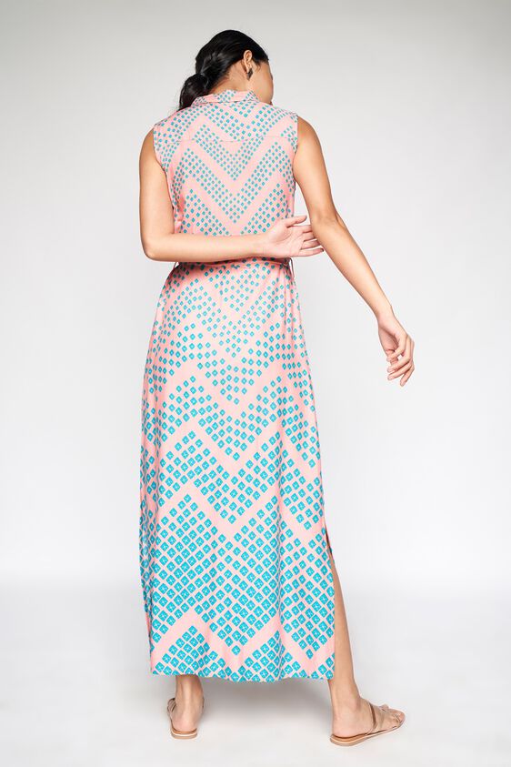 4 - Pink Printed Tie-Ups Straight Gown, image 4