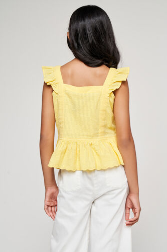 Yellow Solid Embroidered Straight Top, Yellow, image 5