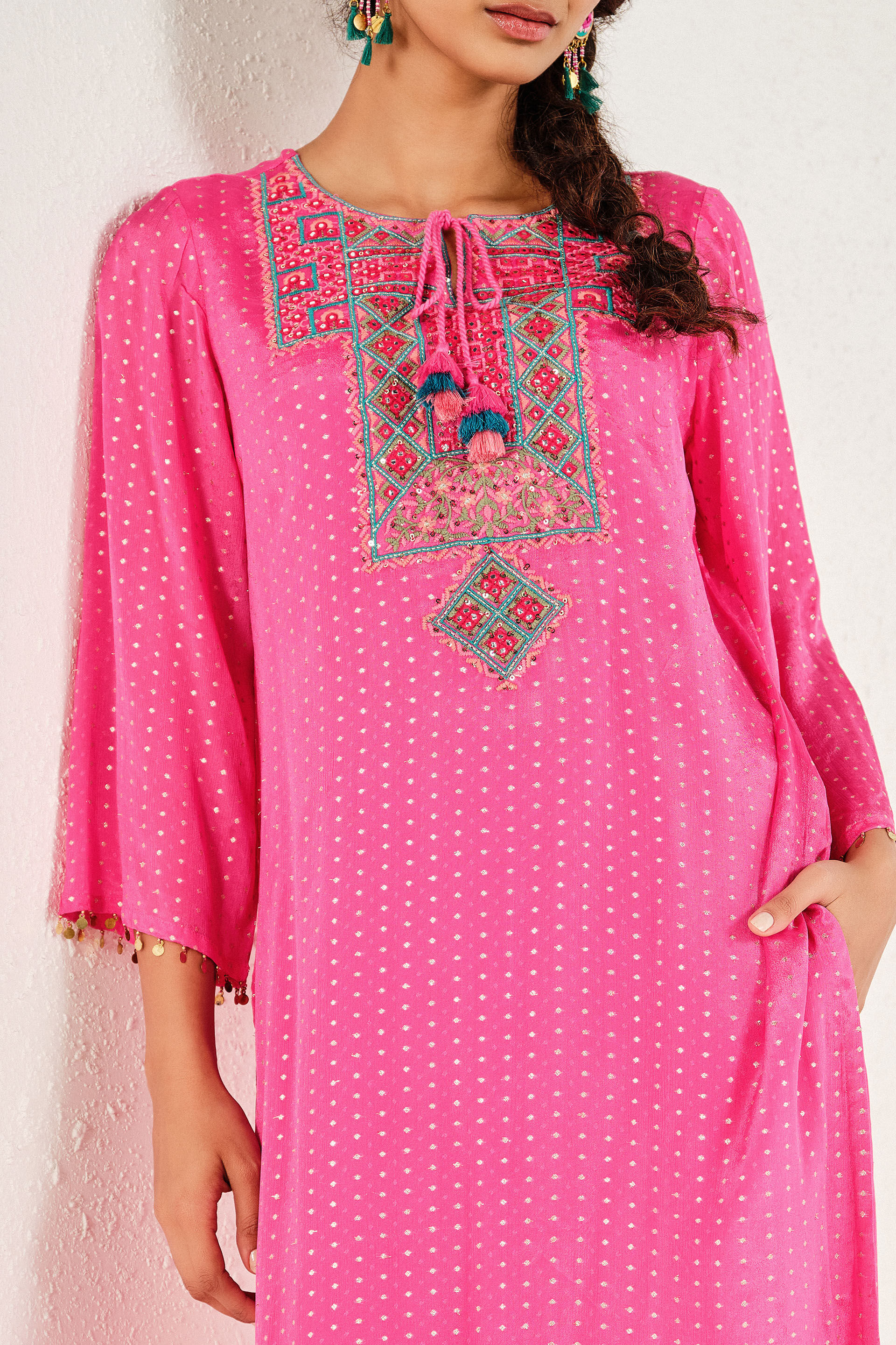 Gulabi Raah Embroidered Kurta Set, Pink, image 2