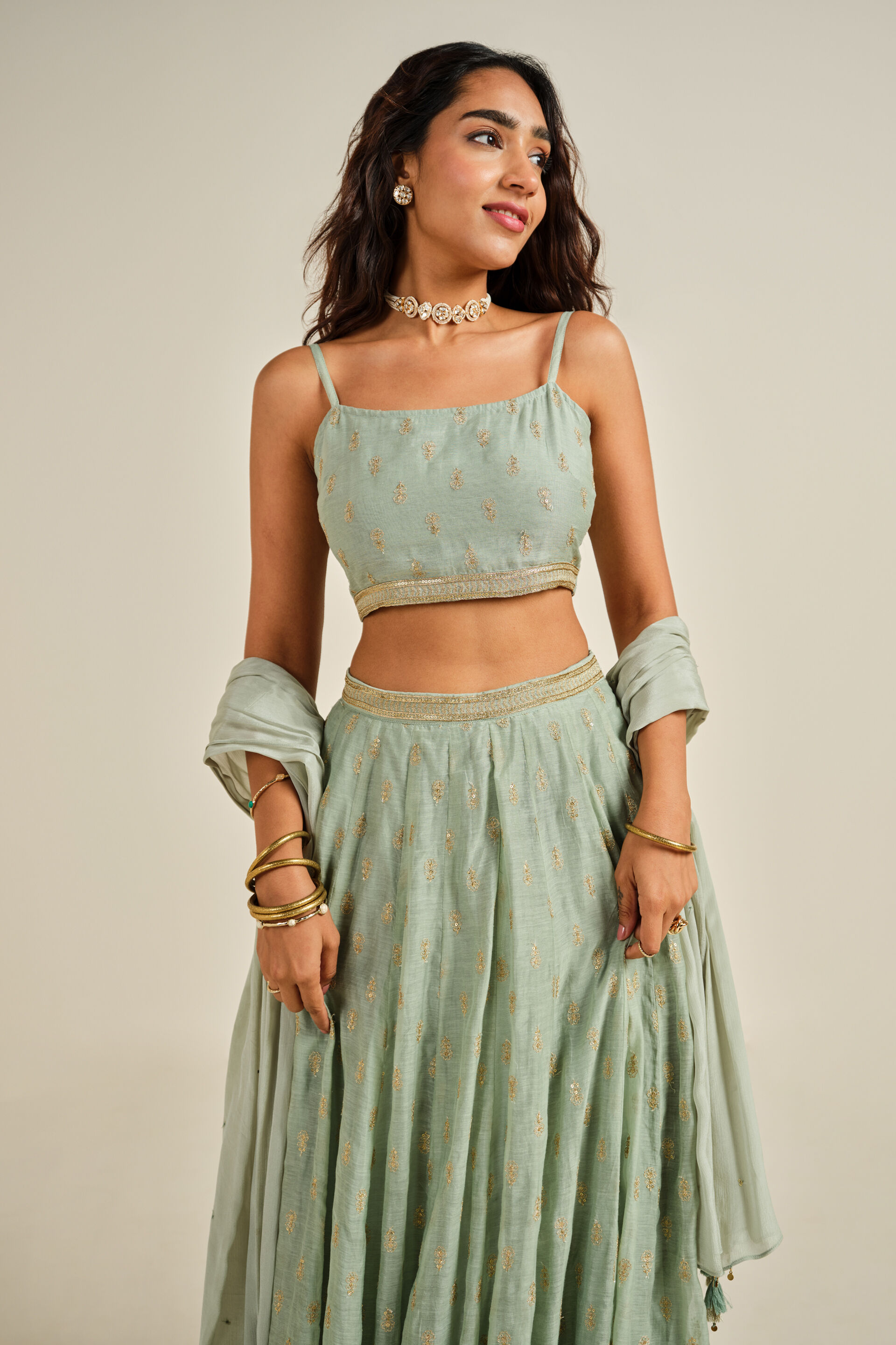Sharmila Sage Green Skirt Set, Sage Green, image 4