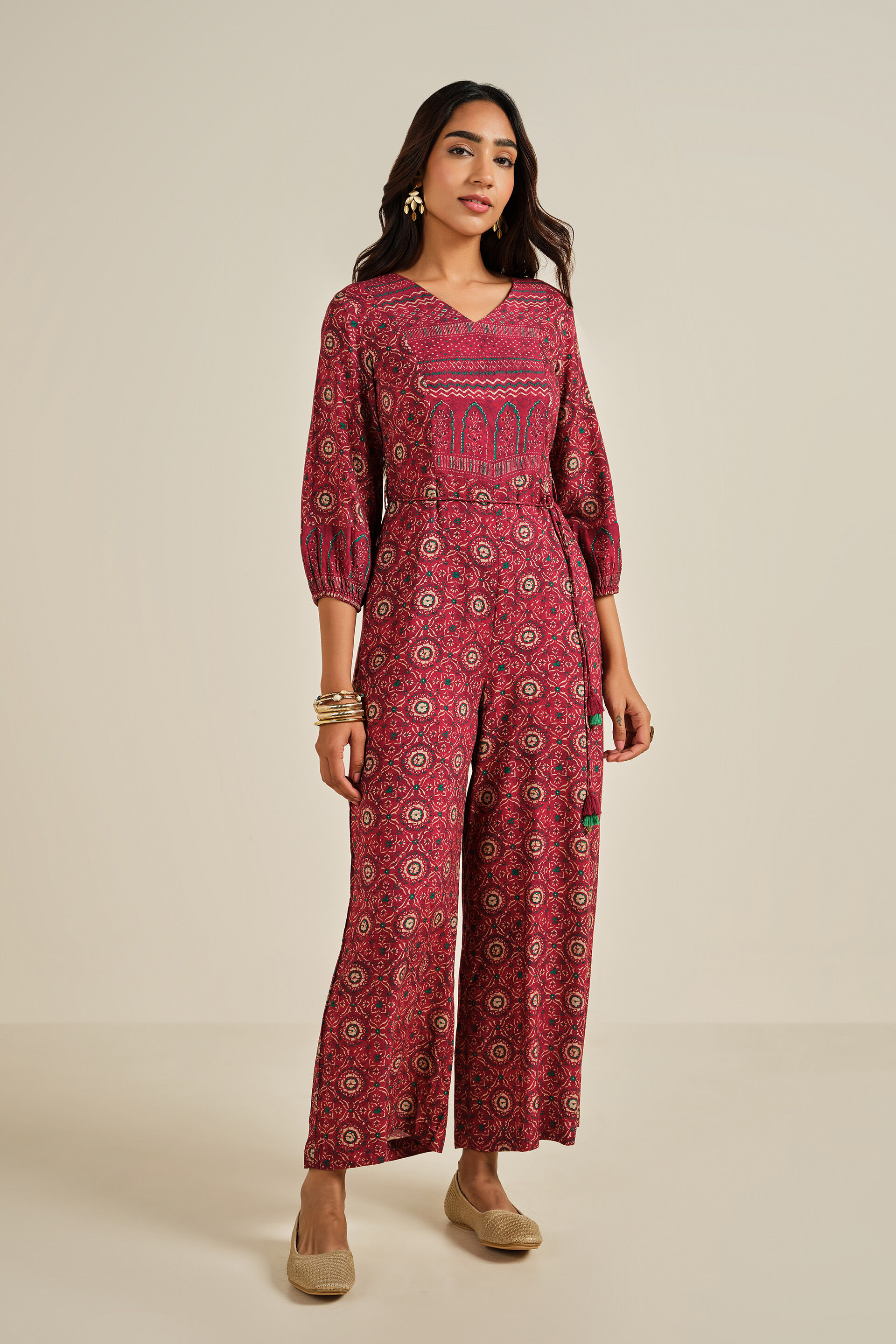 Mehfil Jumpsuit, Wine, image 2
