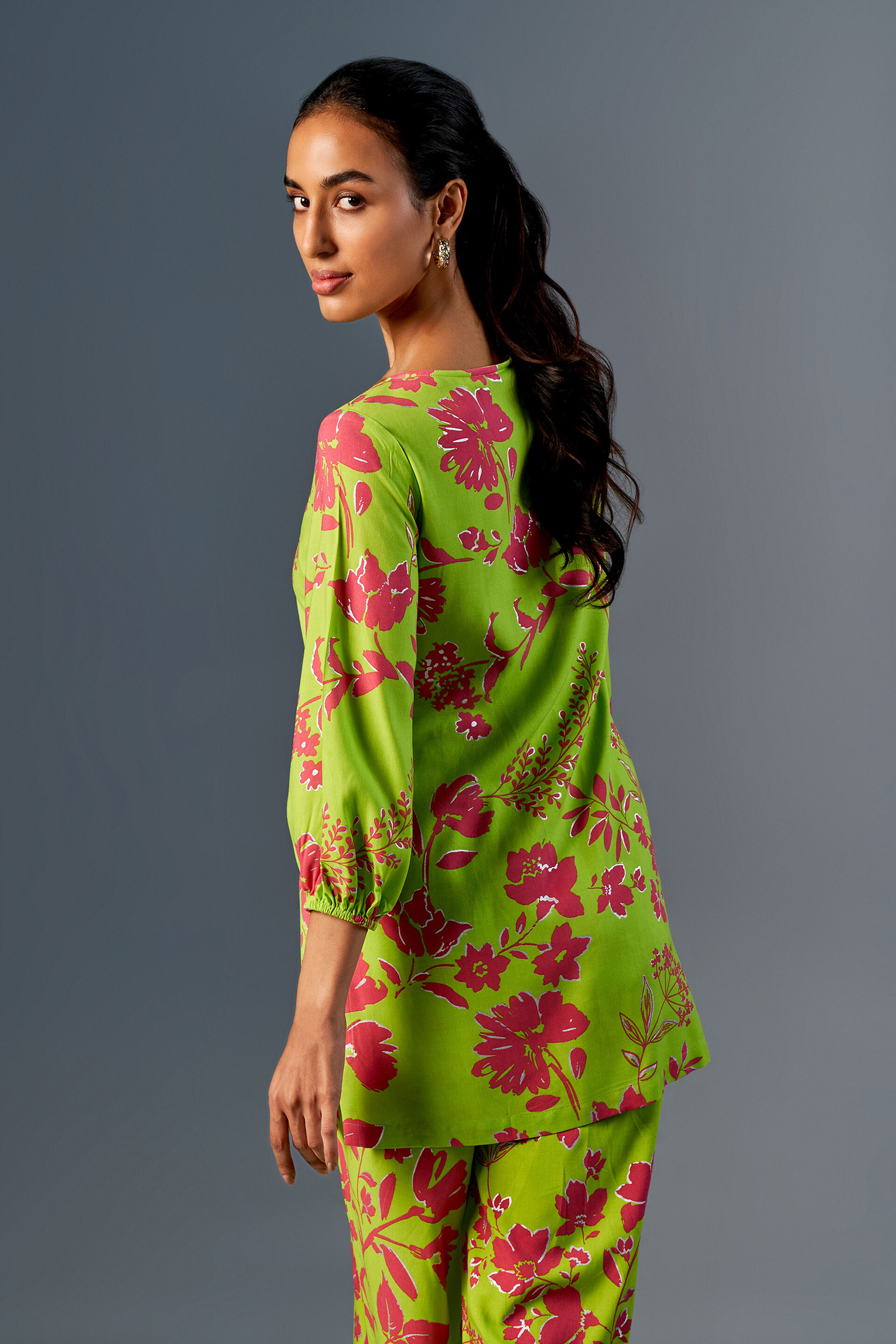 Flower Power Tunic, Lime, image 5