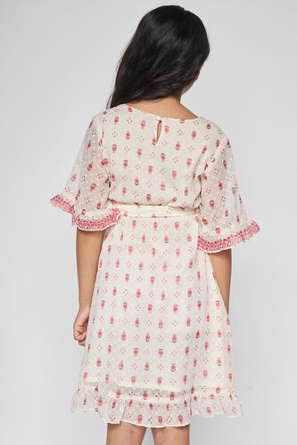 4 - Off White Ruffles Fit and Flare Dress, image 4