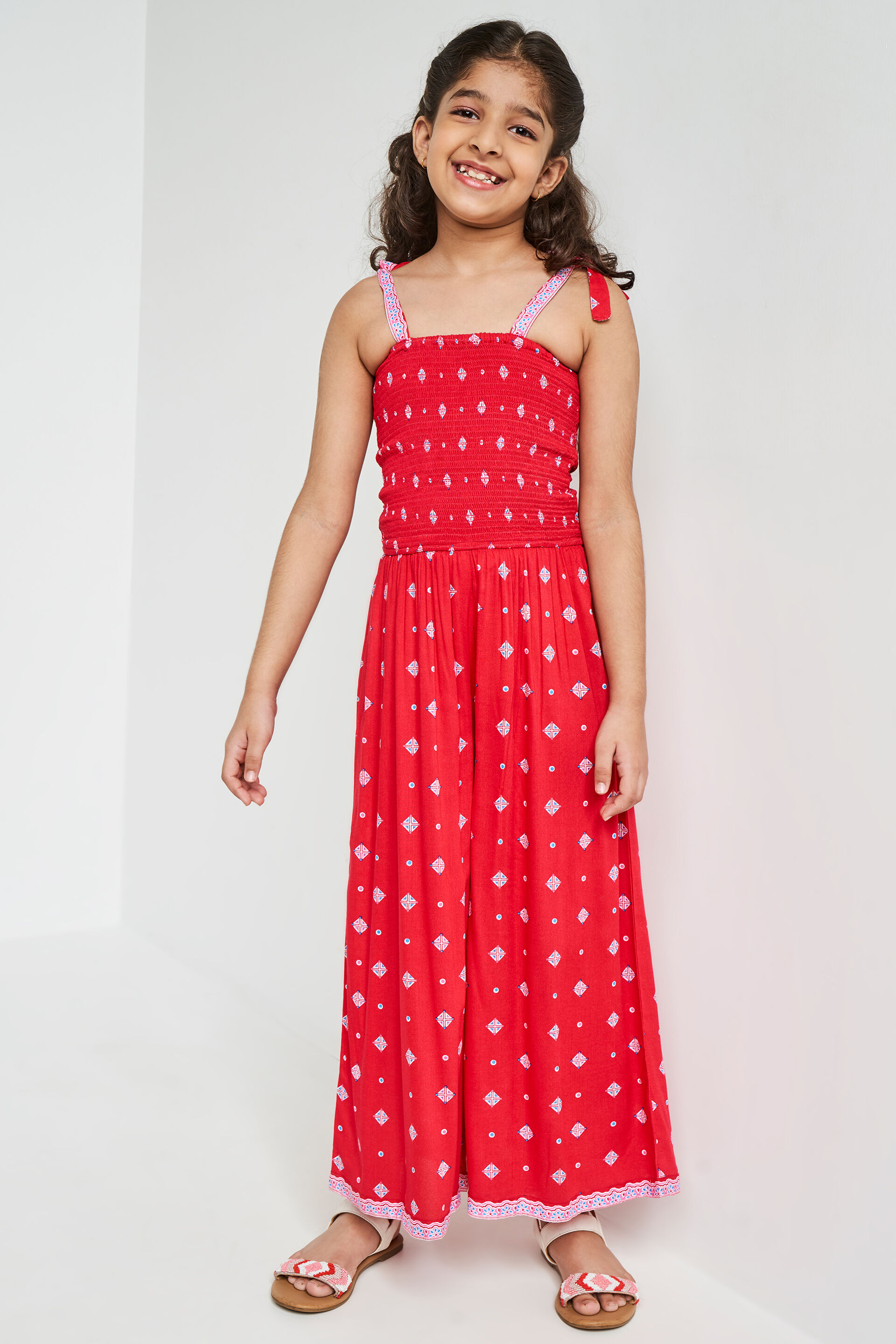 Red Geometric Straight Jumpsuit, Red, image 3